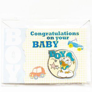 Disney Cast Exclusive Baby Boy Congratulations Donald Duck Disney Card & Pin Set
